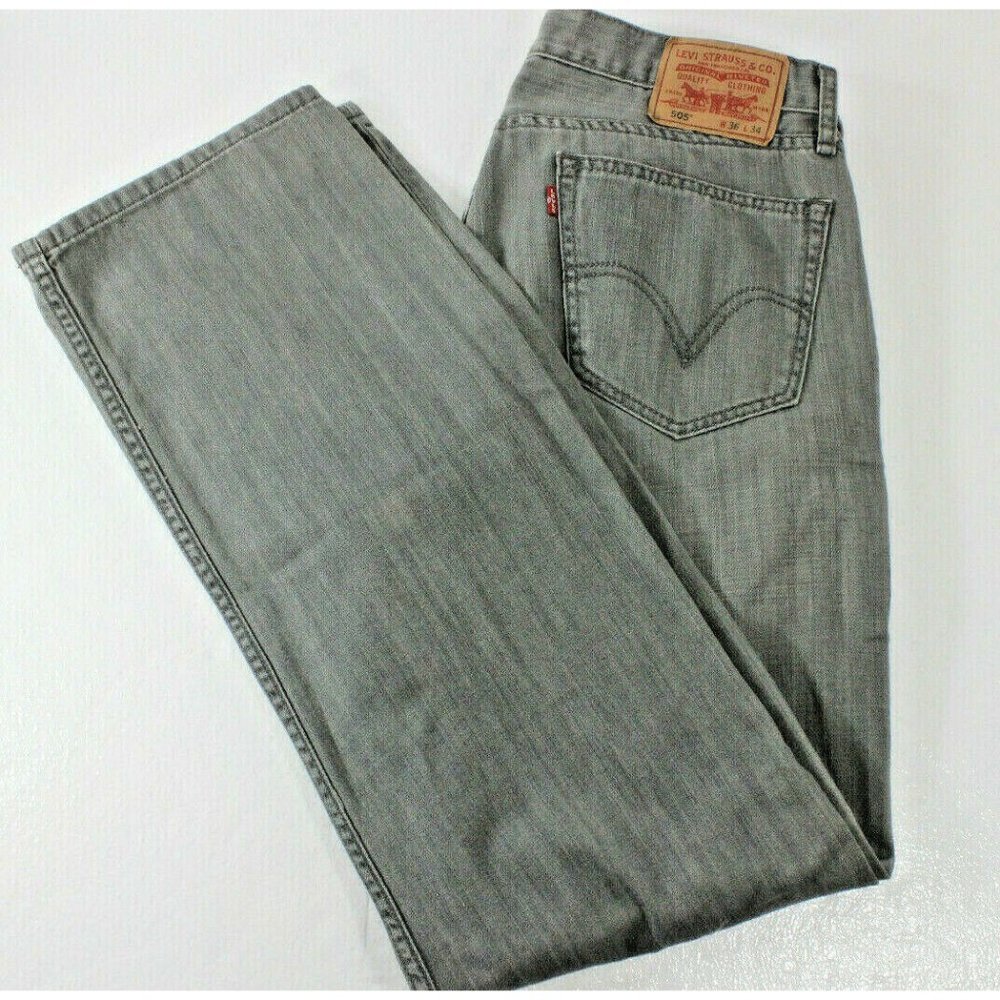 Levi 505 Straight Leg Regular Fit Faded Gray Denim